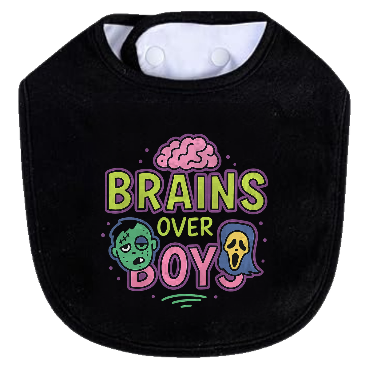 Brains Over Boys Bib - black