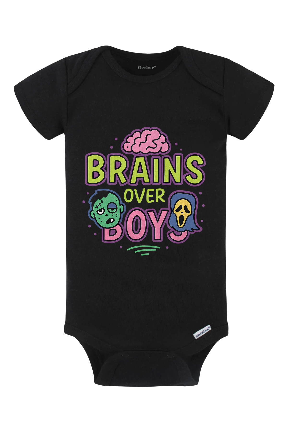 Brains Over Boys Onesie - black