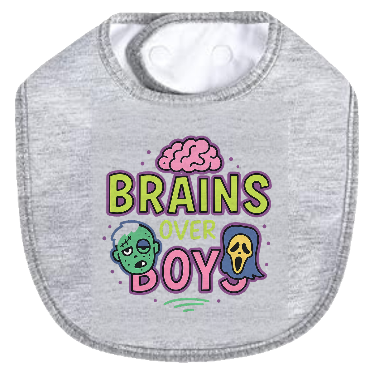 Brains Over Boys Bib - gray