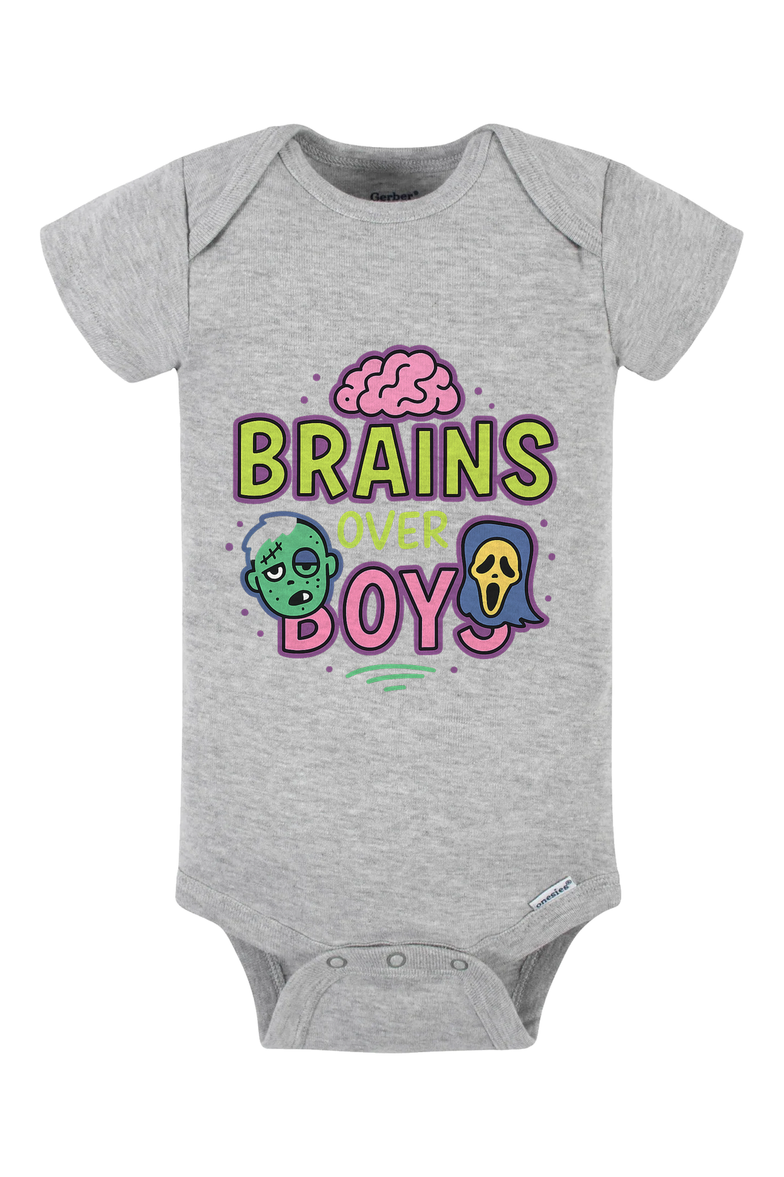 Brains Over Boys Onesie - pink