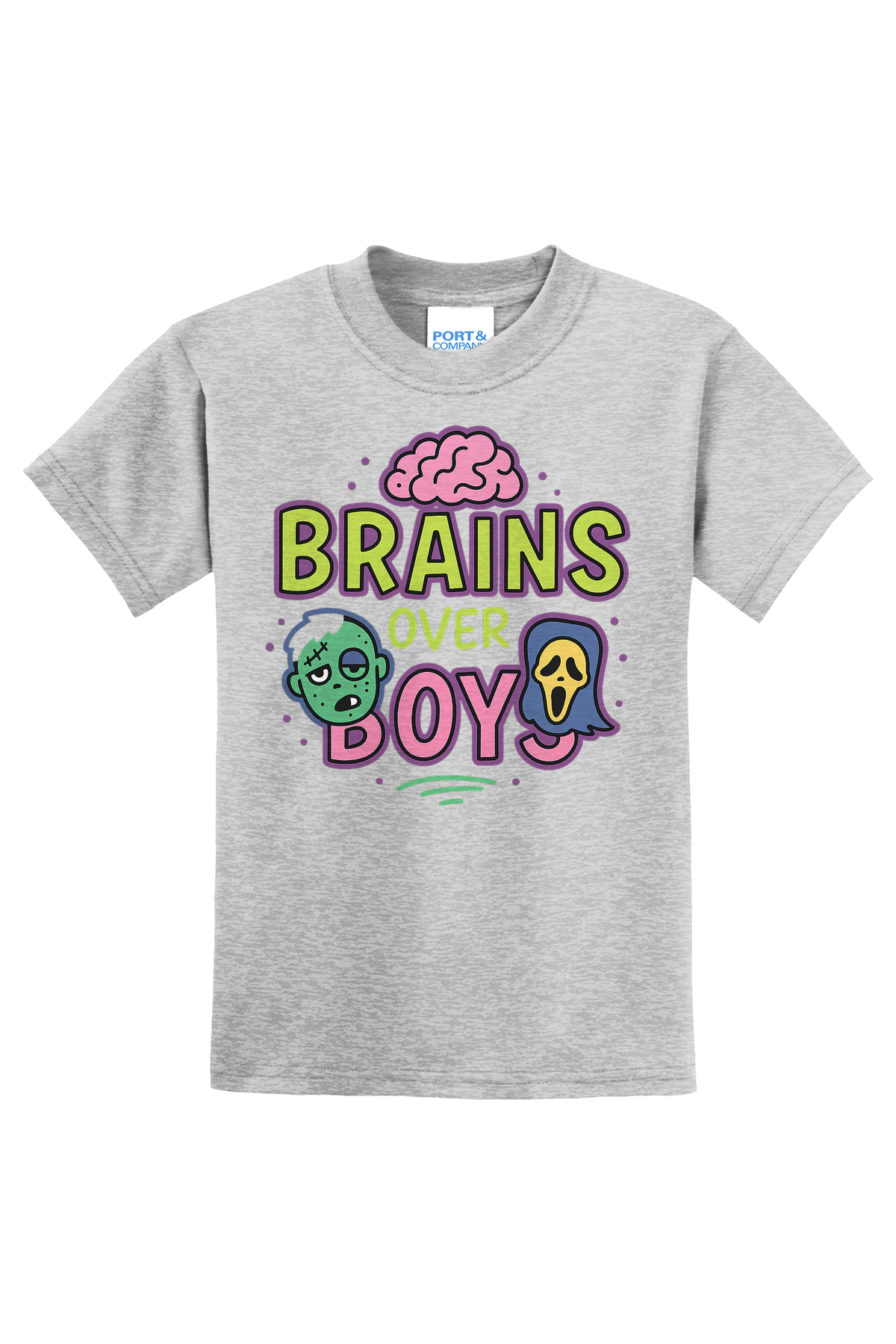 Brains Over Boys T-Shirt - gray