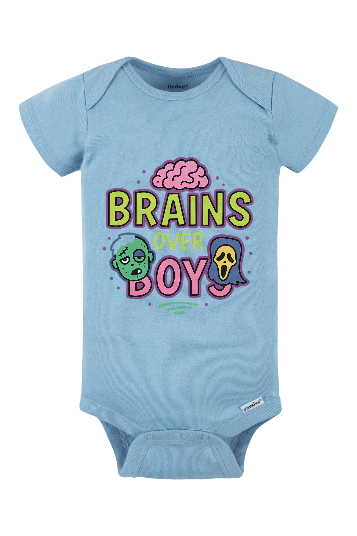 Brains Over Boys Onesie - light blue