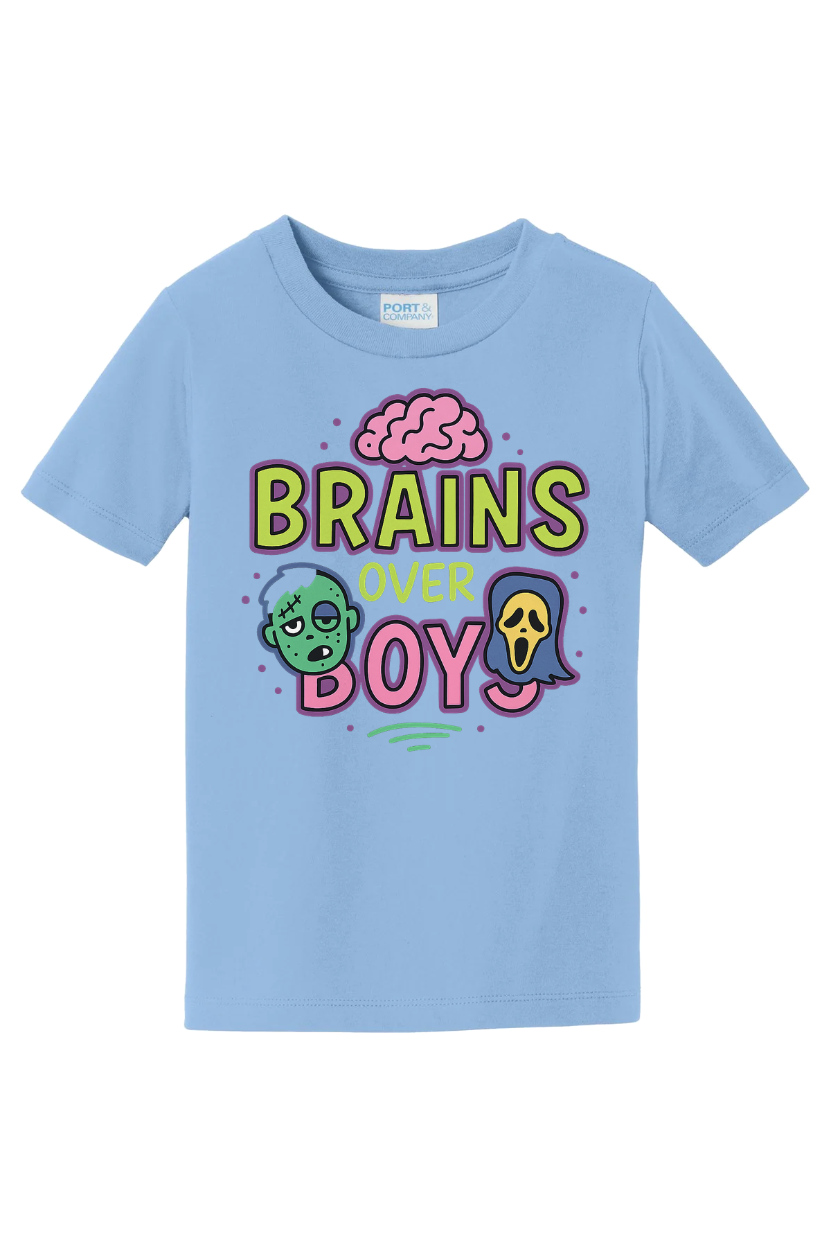 Brains Over Boys T-Shirt - light blue
