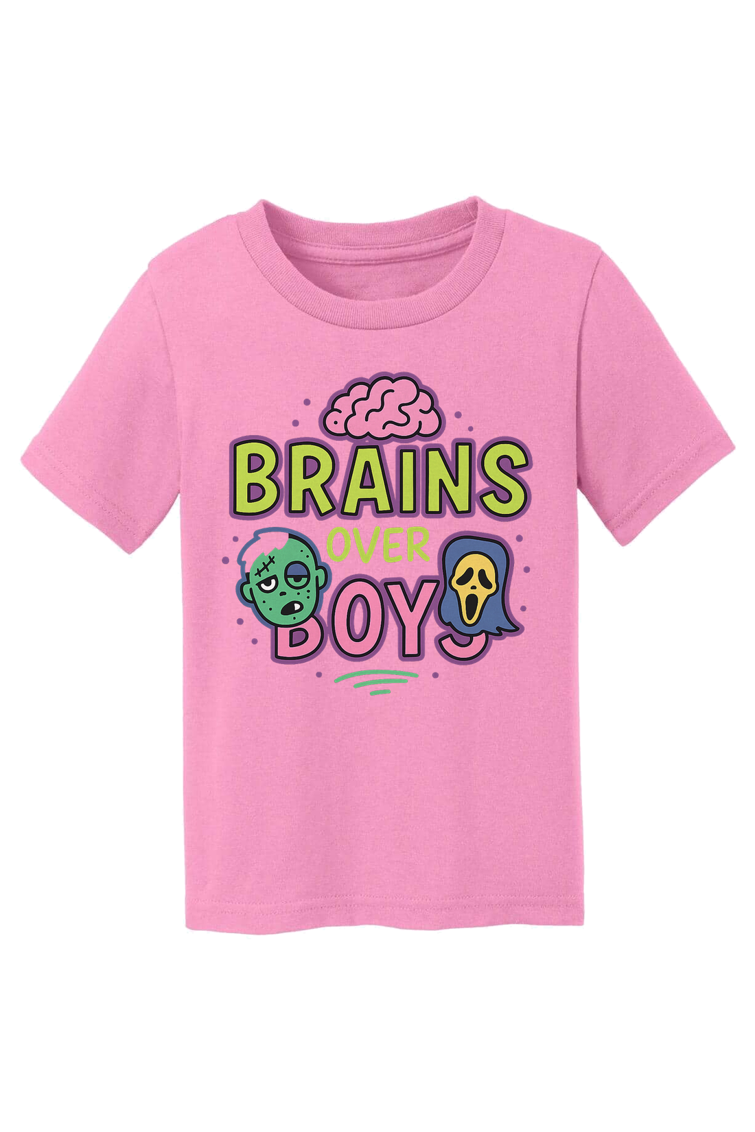 Brains Over Boys T-Shirt - pink