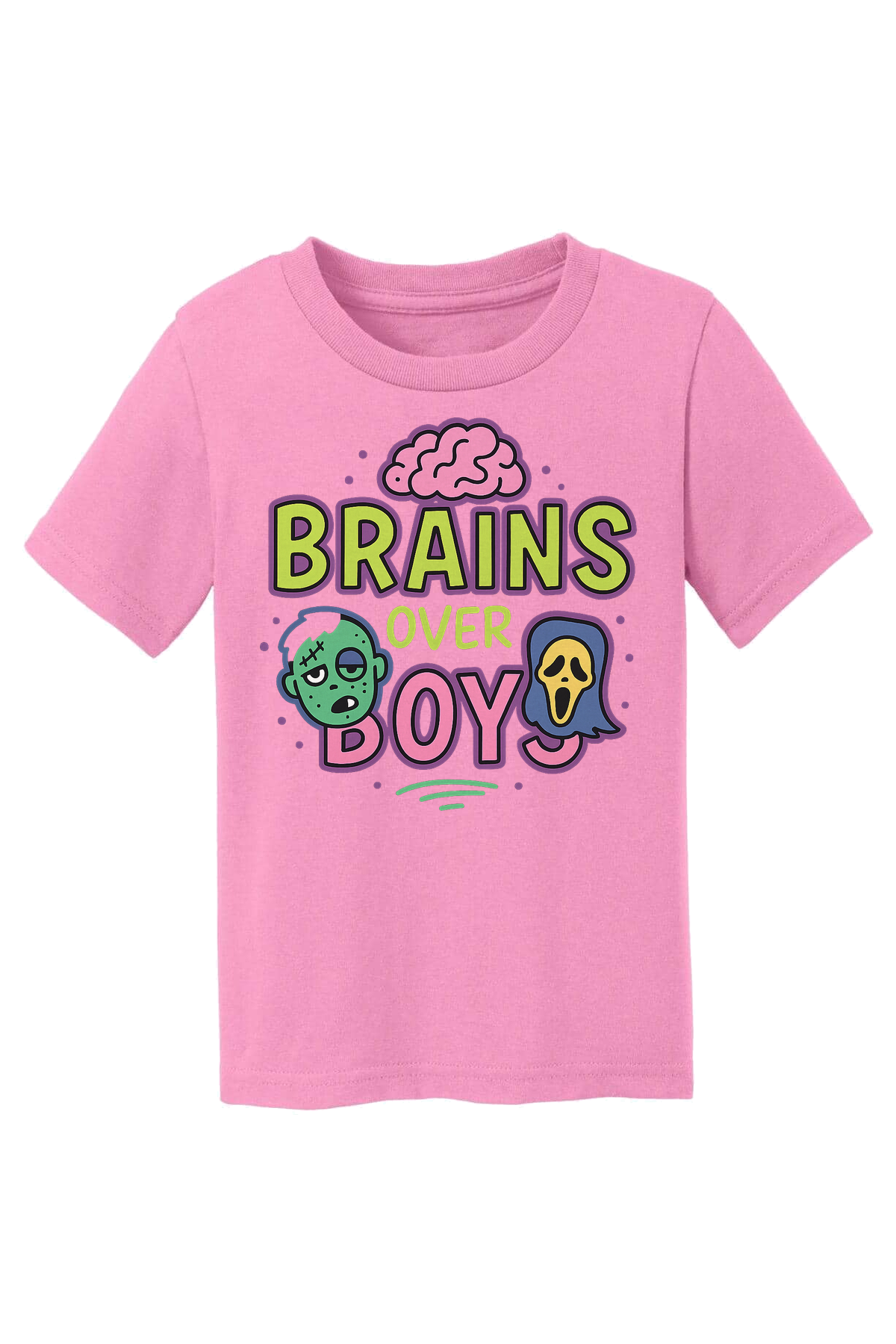 Brains Over Boys T-Shirt - pink