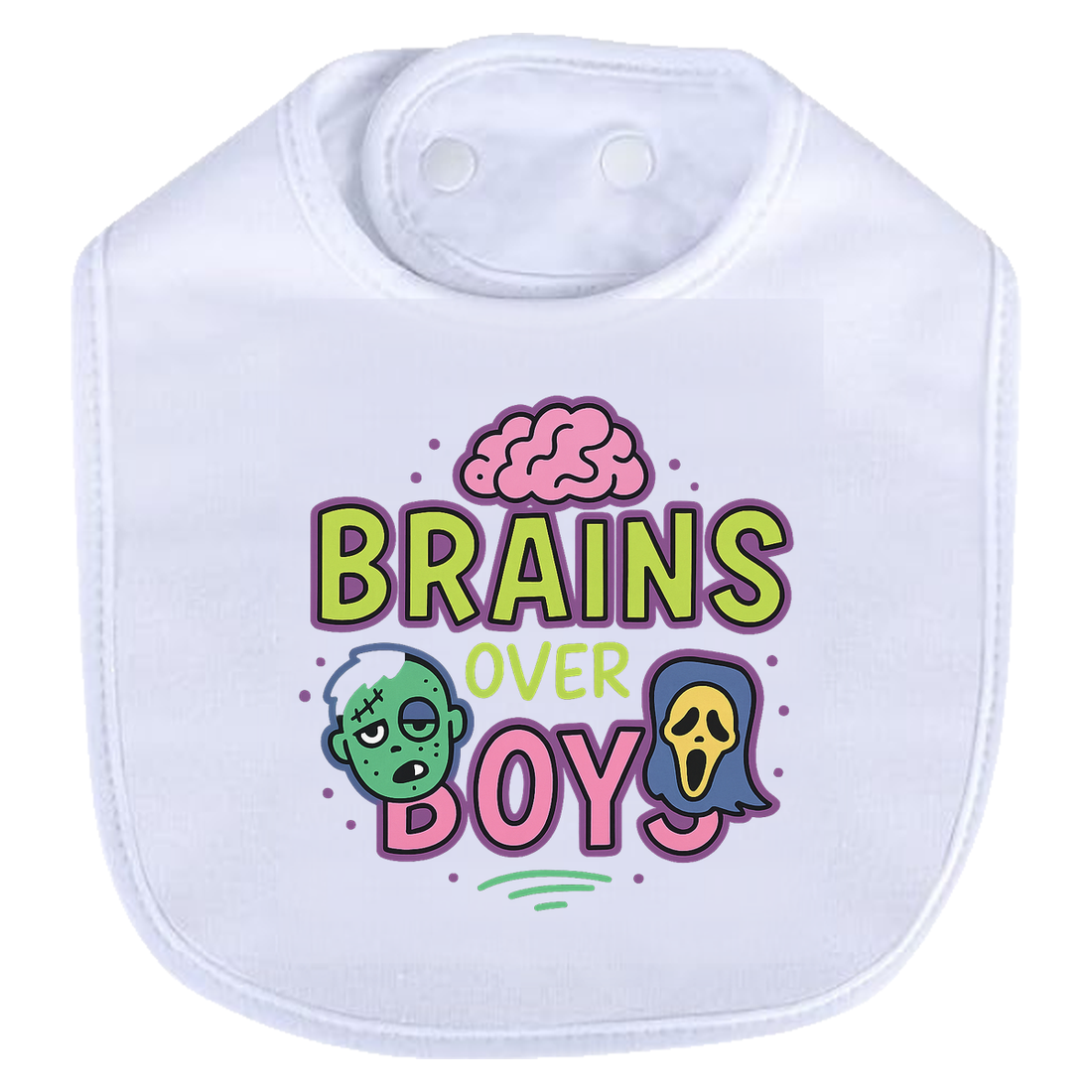 Brains Over Boys Bib - white