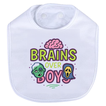 Brains Over Boys Bib - white
