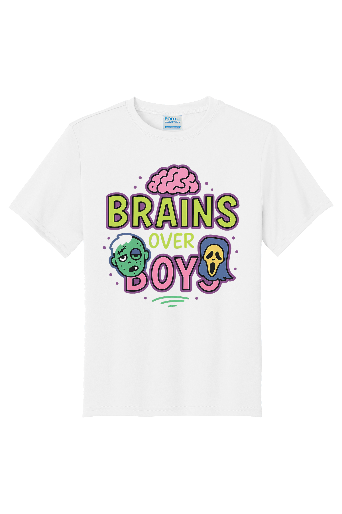 Brains Over Boys T-Shirt - white