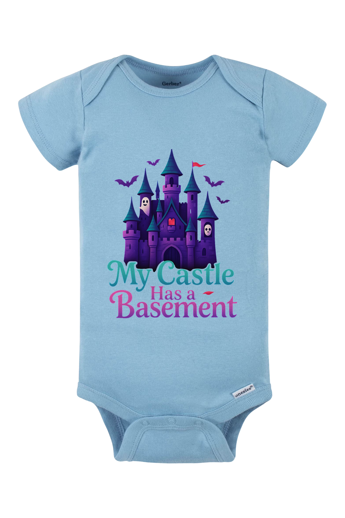 Castle Basement Onesie - light blue