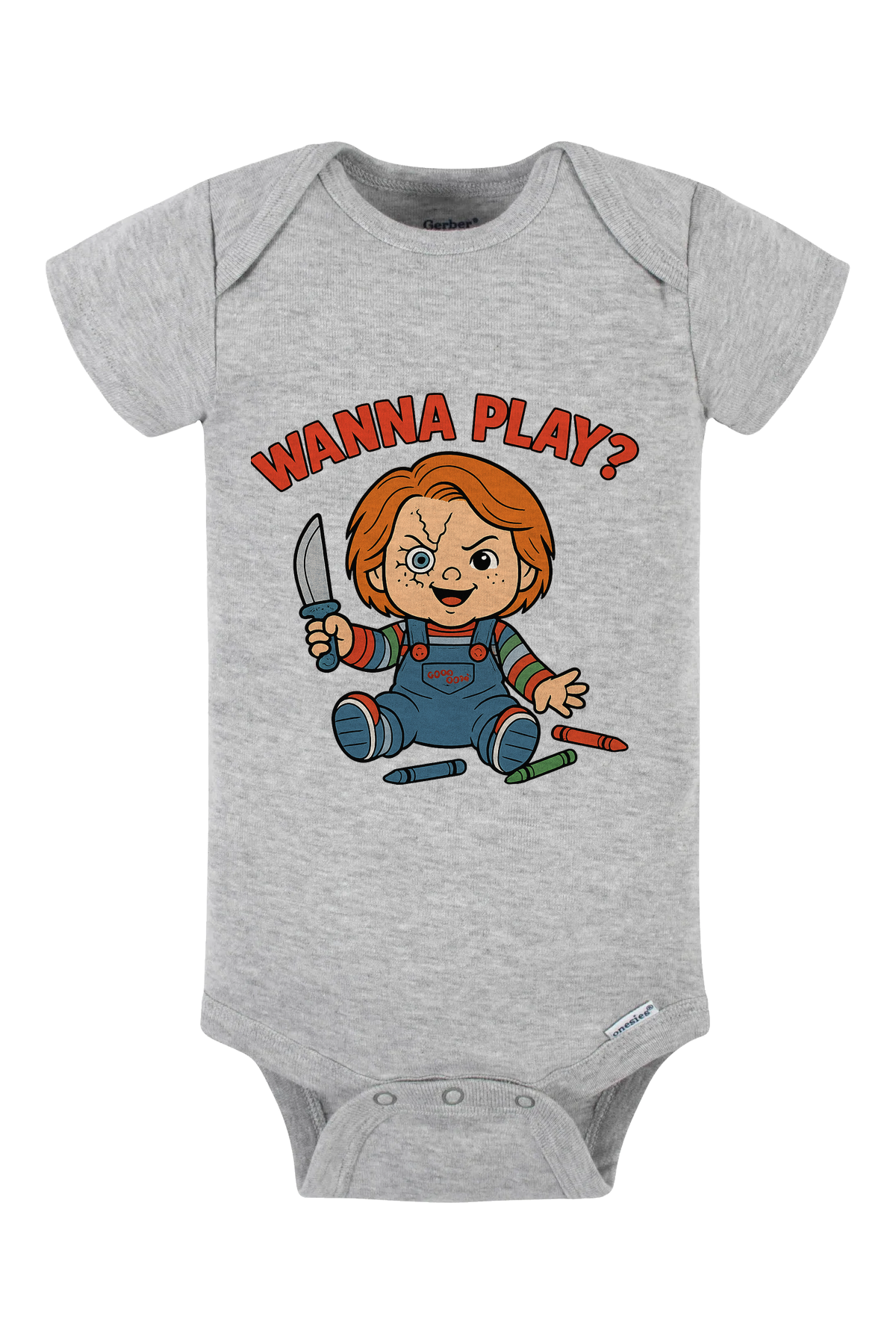 Chucky Wanna Play Onesie - gray