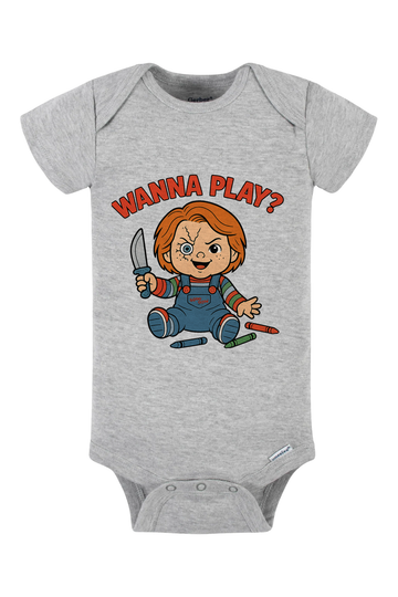 Chucky Wanna Play Onesie - gray