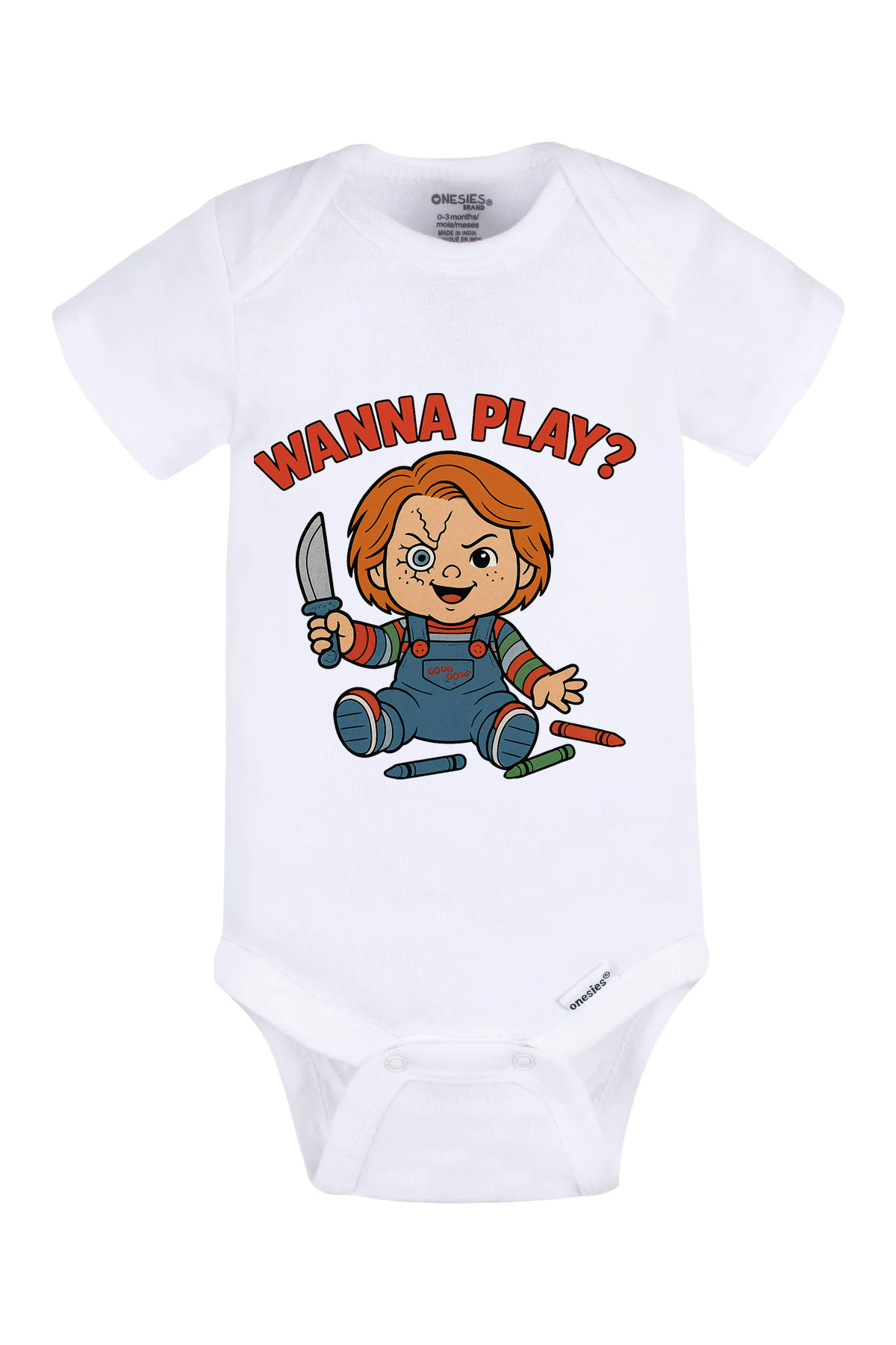 Chucky Wanna Play Onesie - white