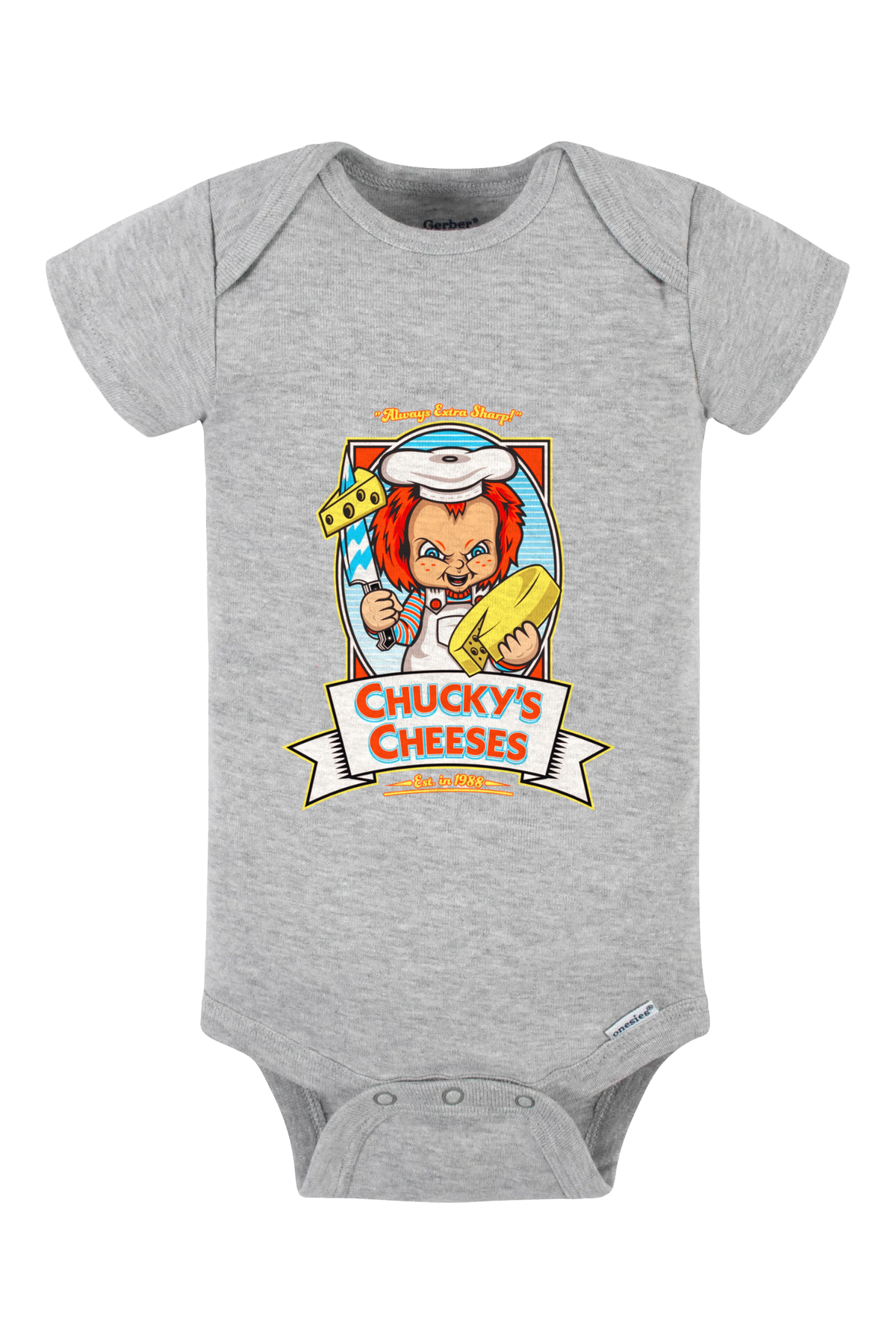 Chucky’s Cheese Onesie - gray