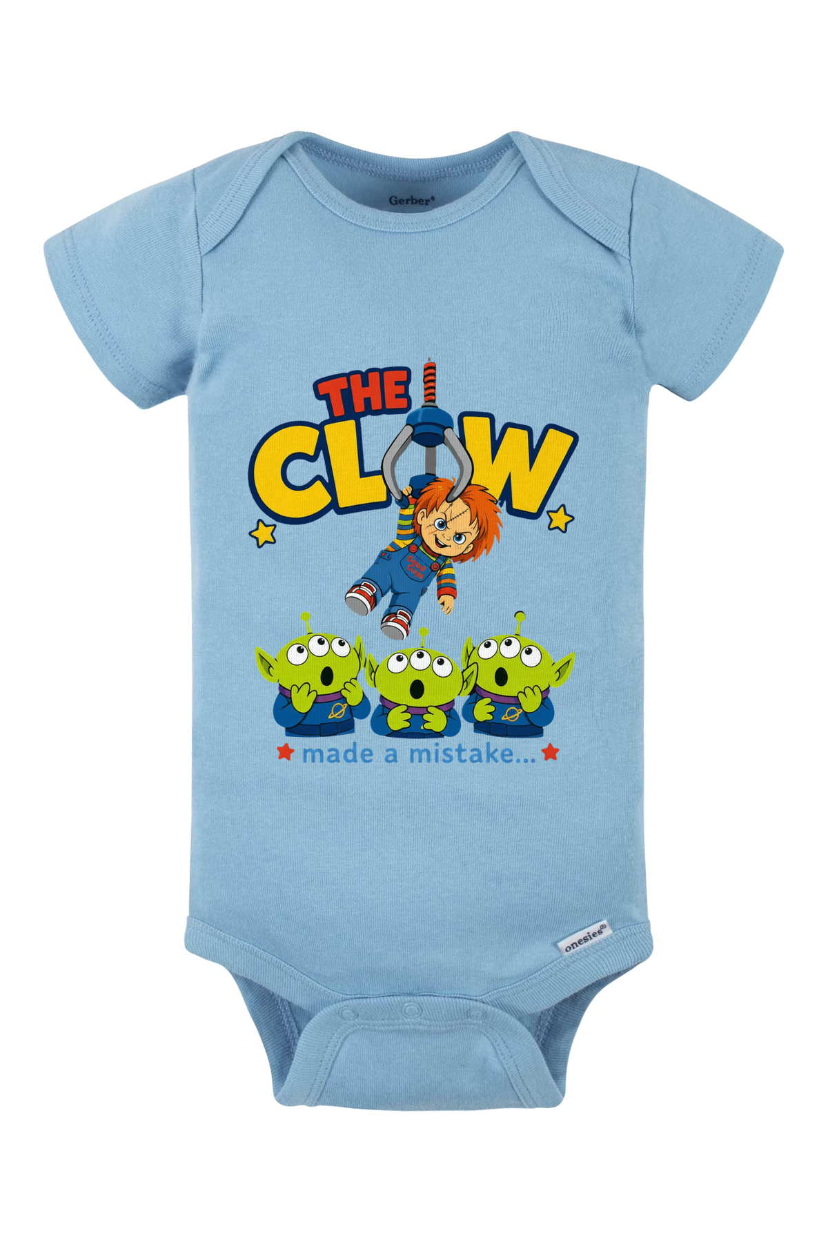 Claw Mistake White Onesie - light blue