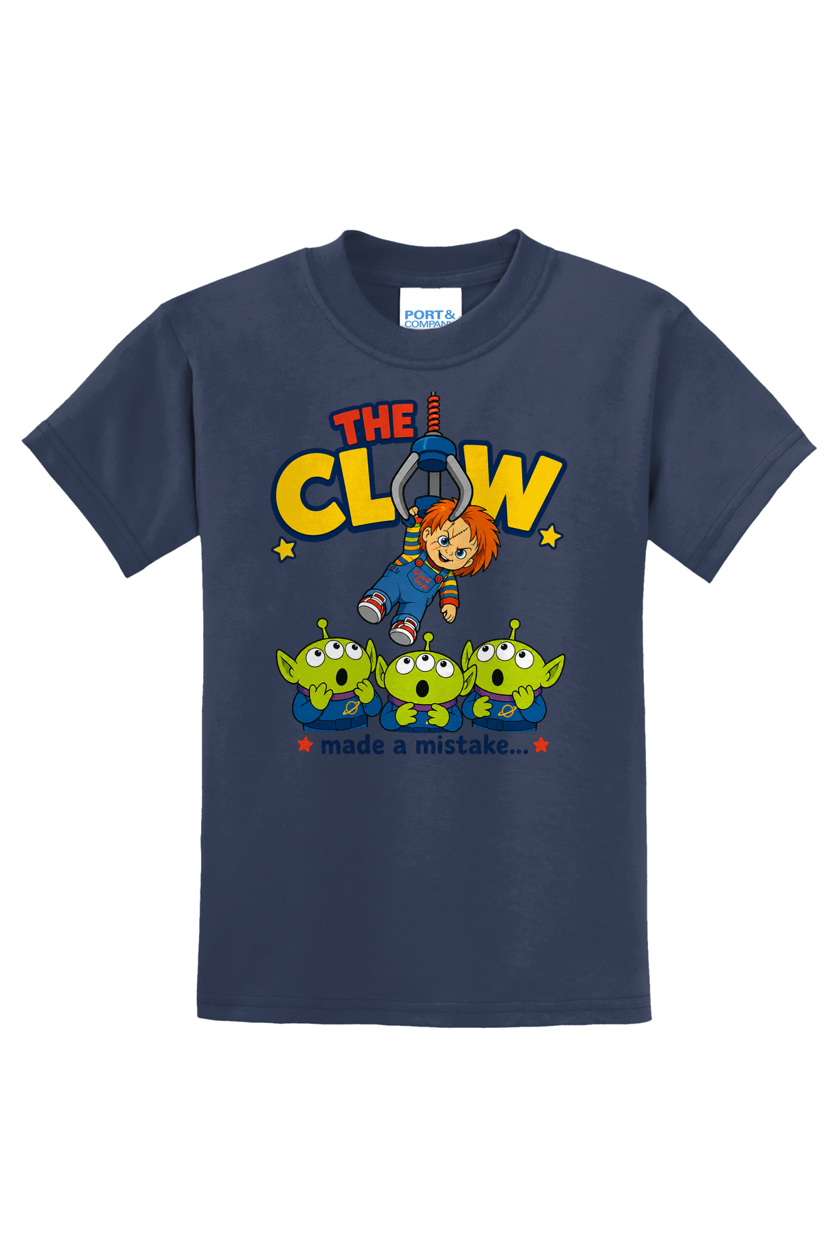Claw Mistake White T-Shirt - navy blue