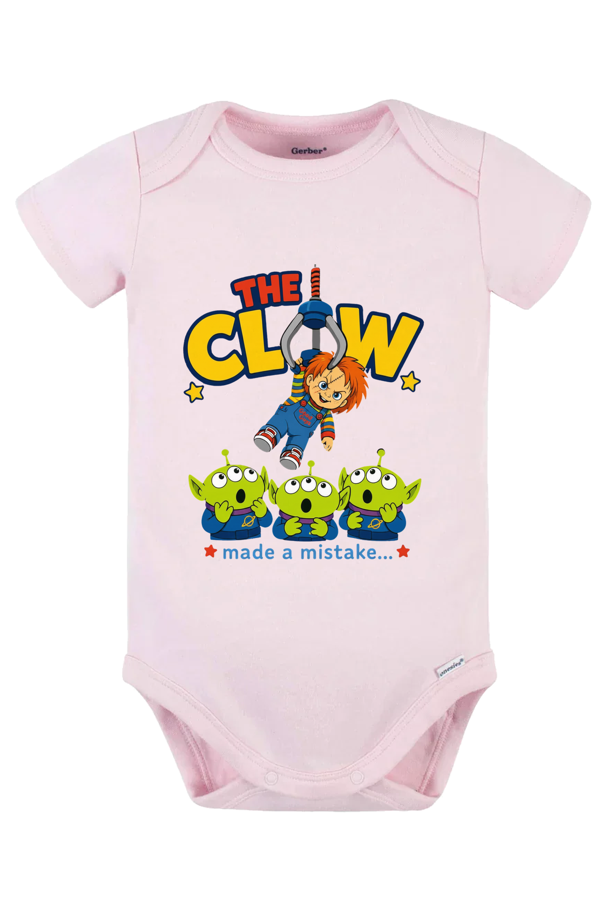 Claw Mistake White Onesie - pink