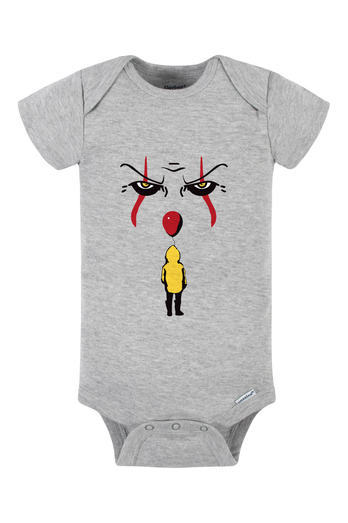 Clown Face Onesie - gray