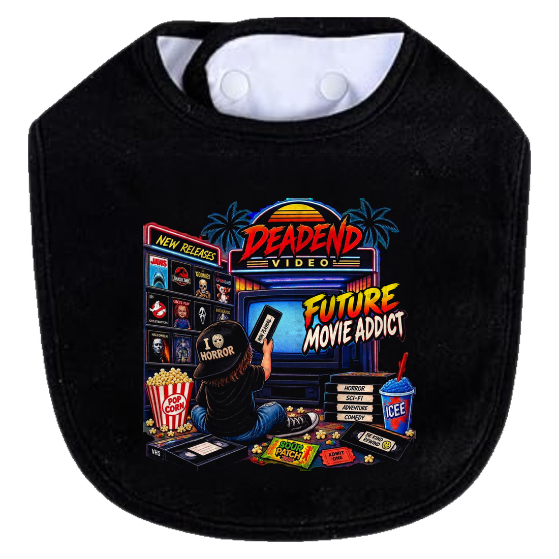 DeadEnd Horror Movie Addict Bib - white