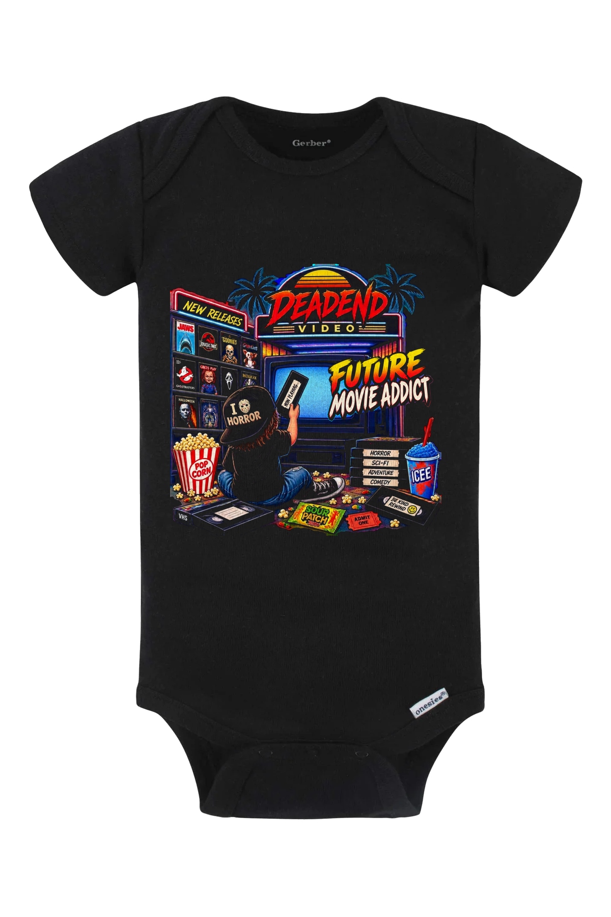 DeadEnd Horror Movie Addict Onesie - black