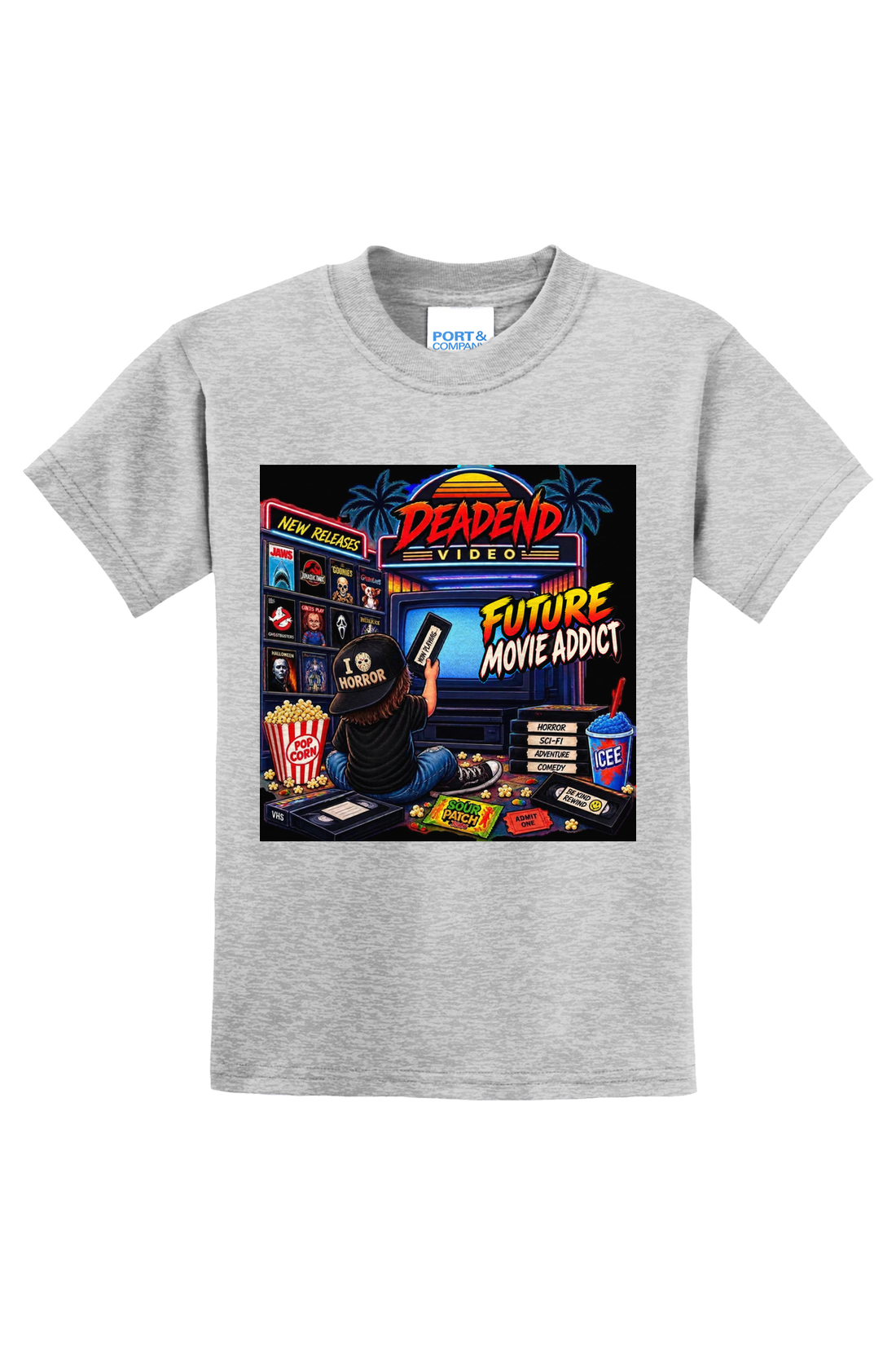 DeadEnd Horror Movie Addict T-Shirt - gray