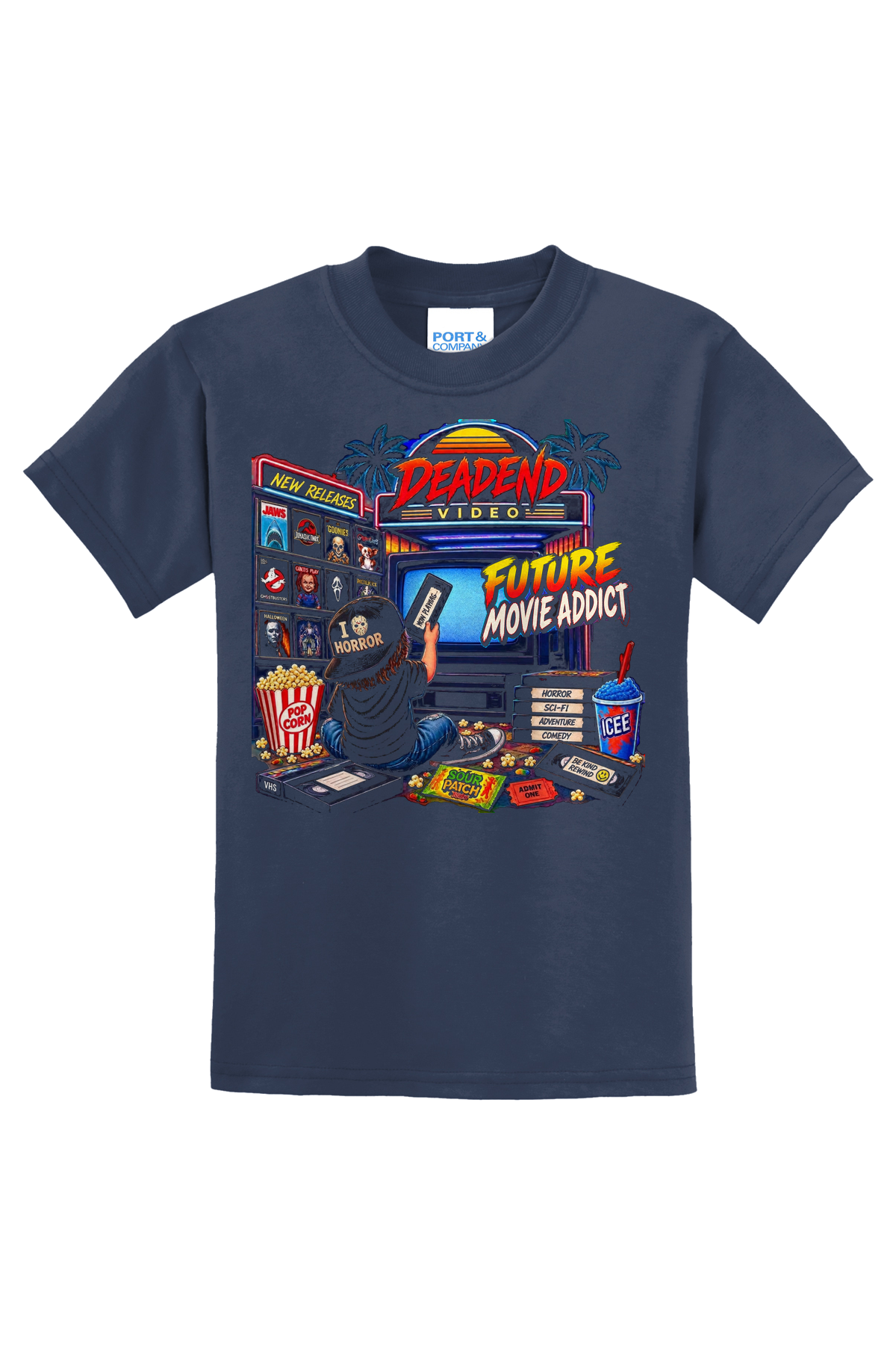 DeadEnd Horror Movie Addict T-Shirt - navy blue