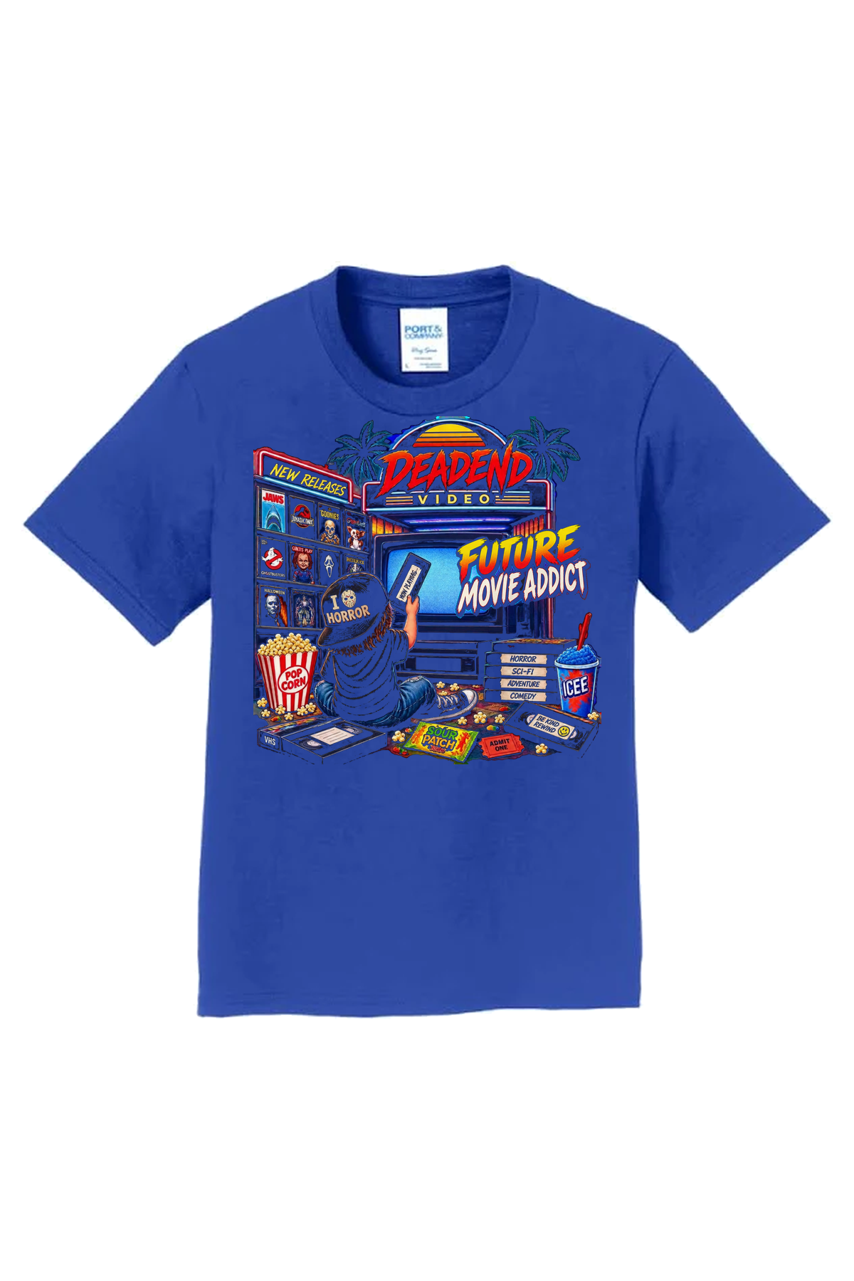 DeadEnd Horror Movie Addict T-Shirt - royal blue