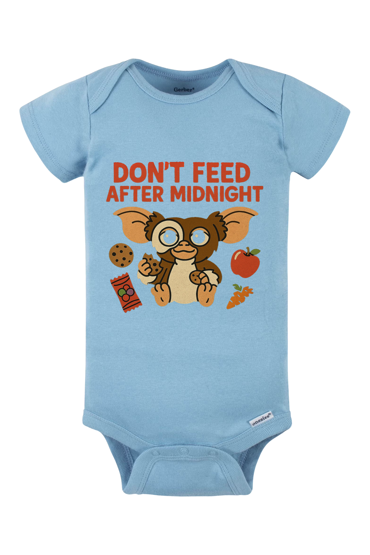 Dont Feed Snacks Onesie - light blue