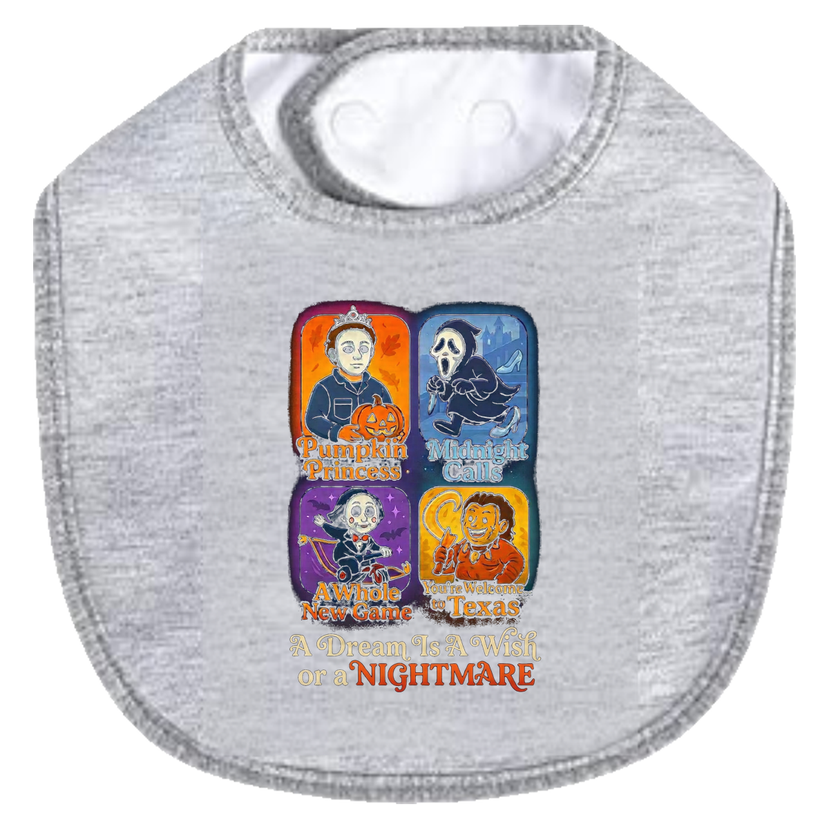 Dream Wish Nightmare Bib - gray
