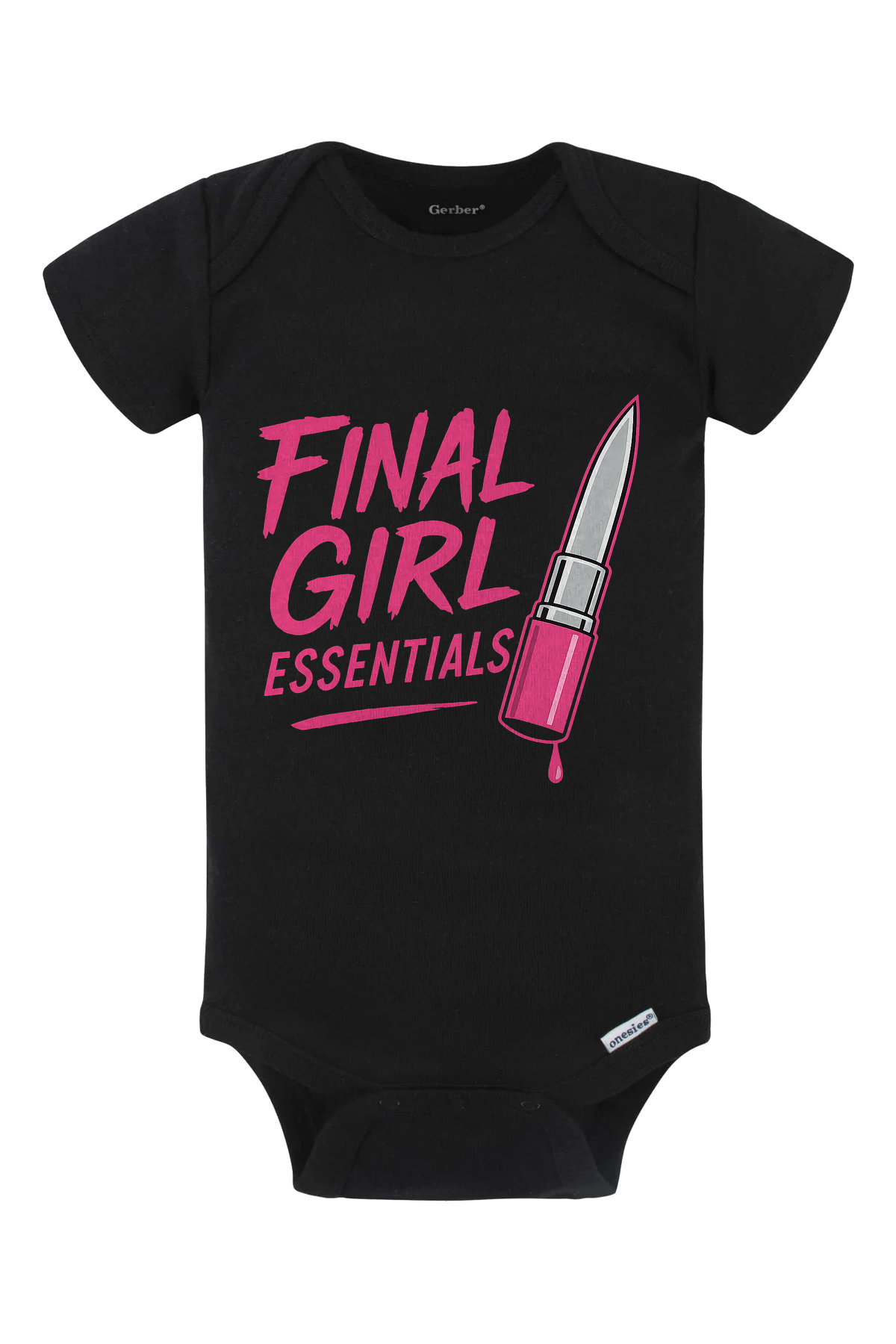 Final Girl Essentials Pink Onesie - black
