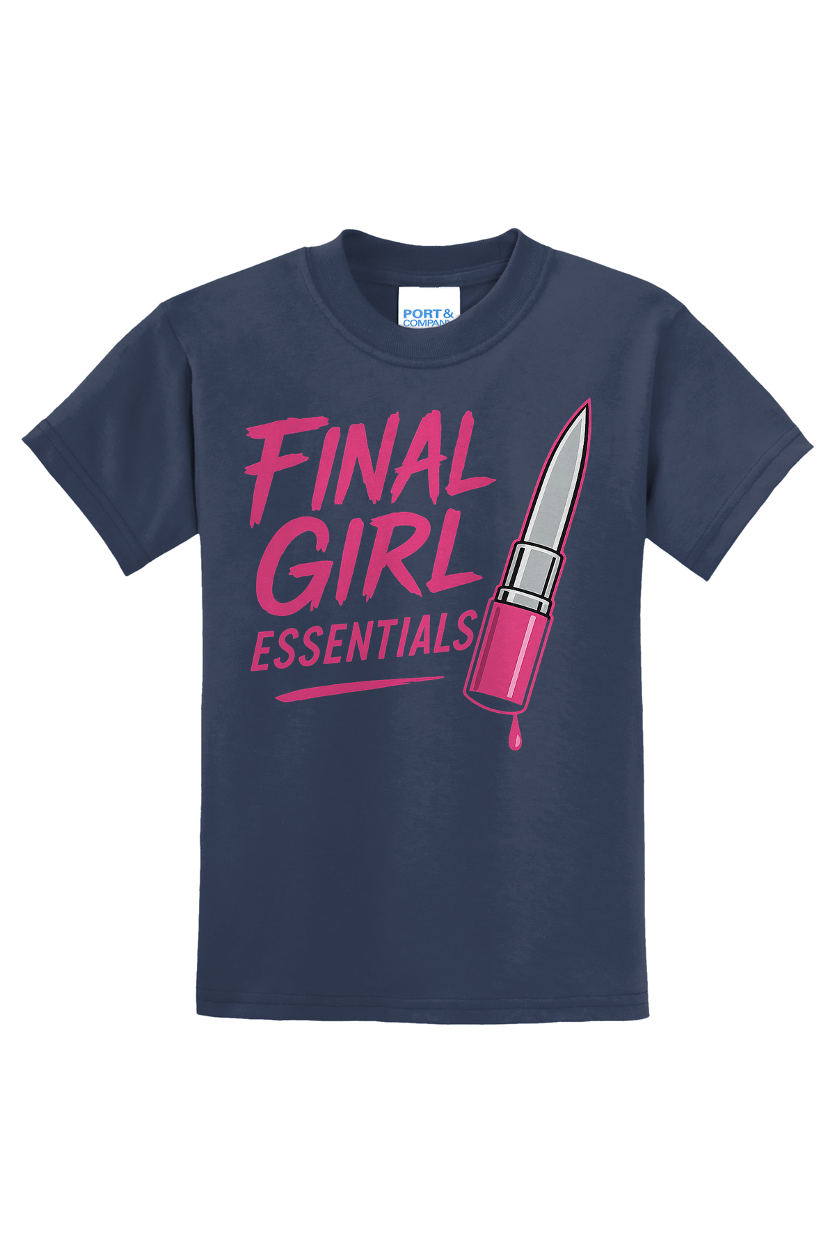 Final Girl Essentials Pink T-Shirt - navy blue