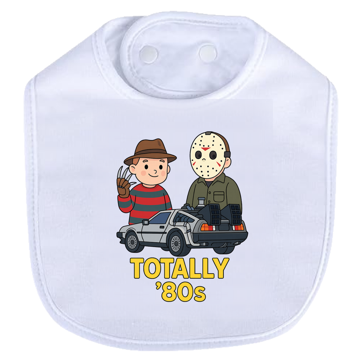 Freddy Jason Delorean80s Bib - white