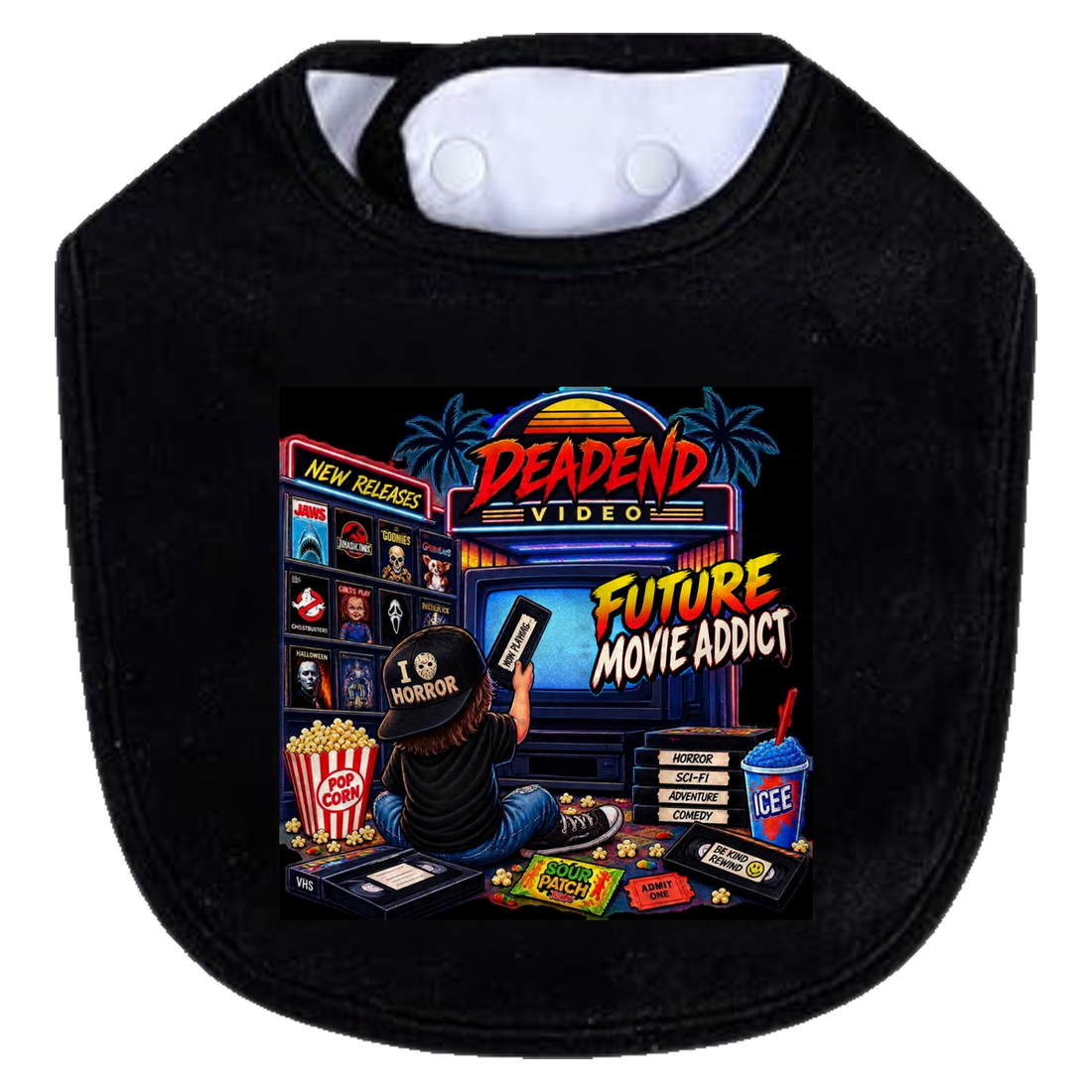 Future Movie Addict Horror Bib - white