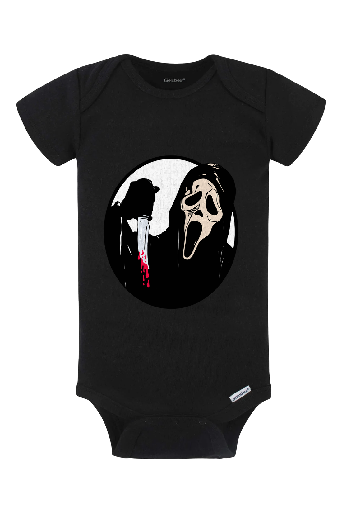 Ghost Face Knife Onesie - light blue