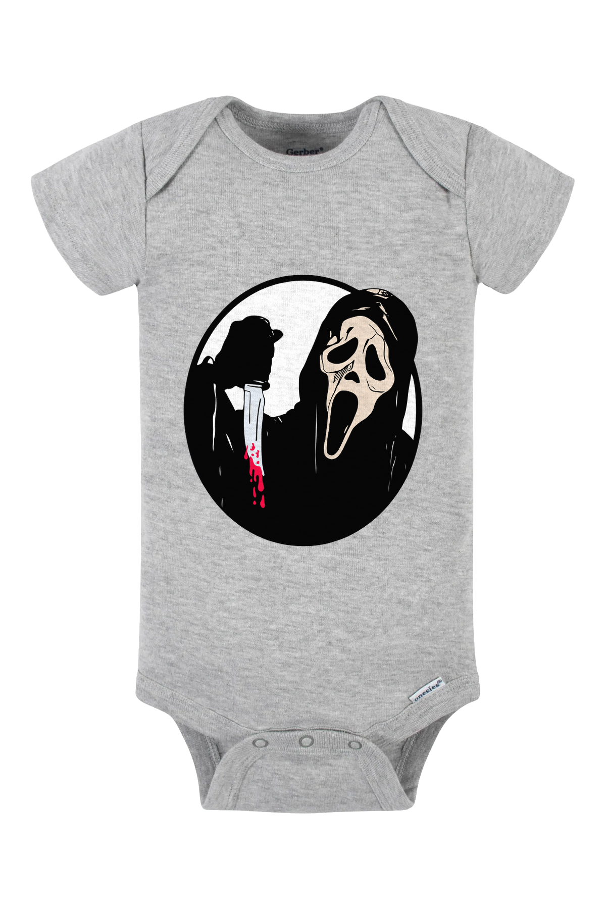 Ghost Face Knife Onesie - gray