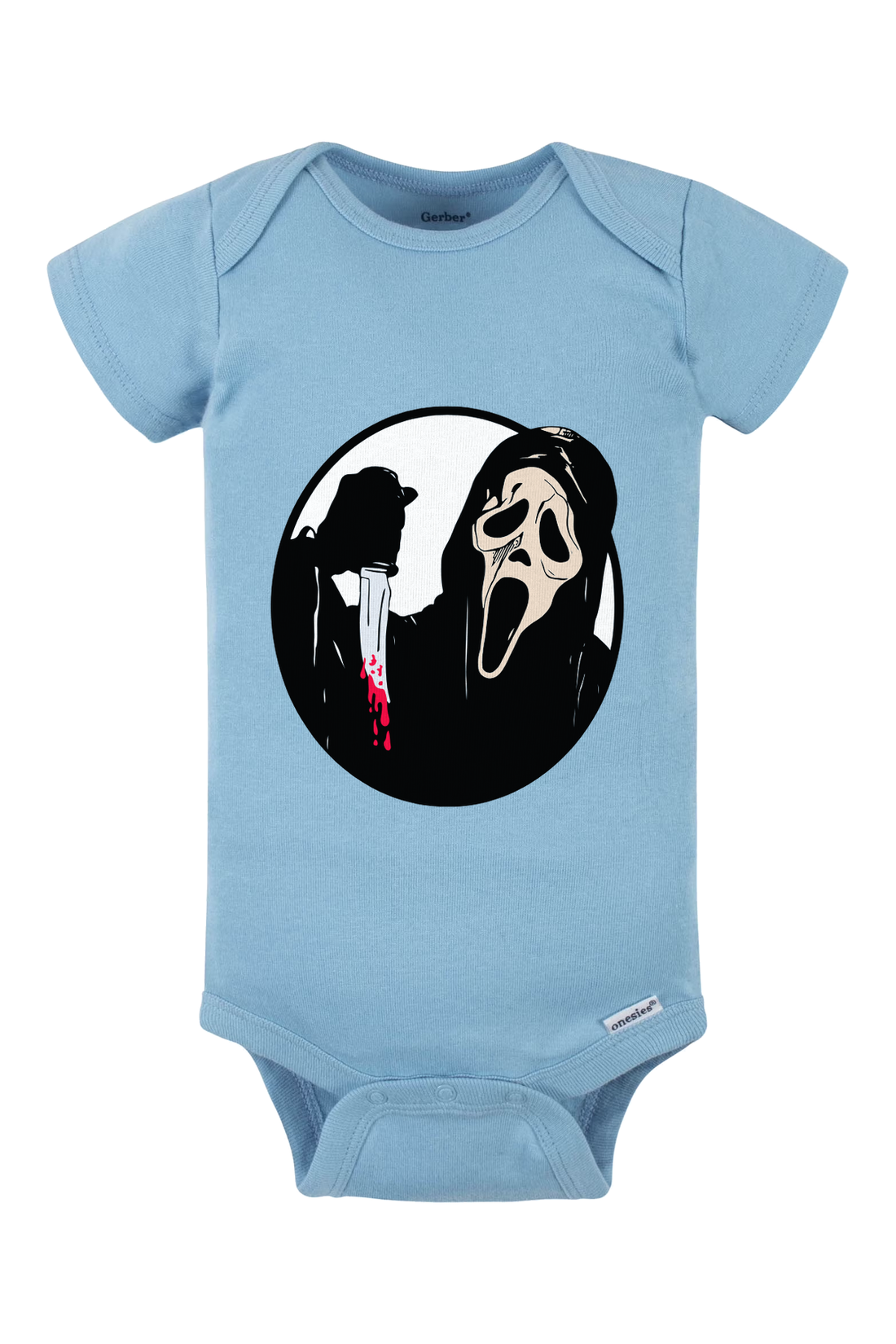 Ghost Face Knife Onesie - light blue