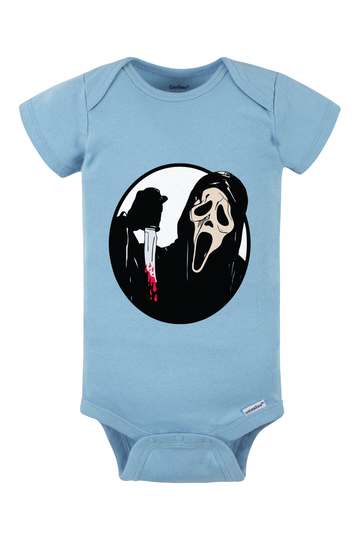Ghost Face Knife Onesie - light blue
