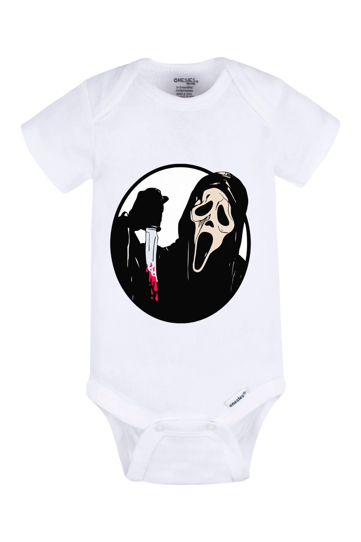 Ghost Face Knife Onesie - white