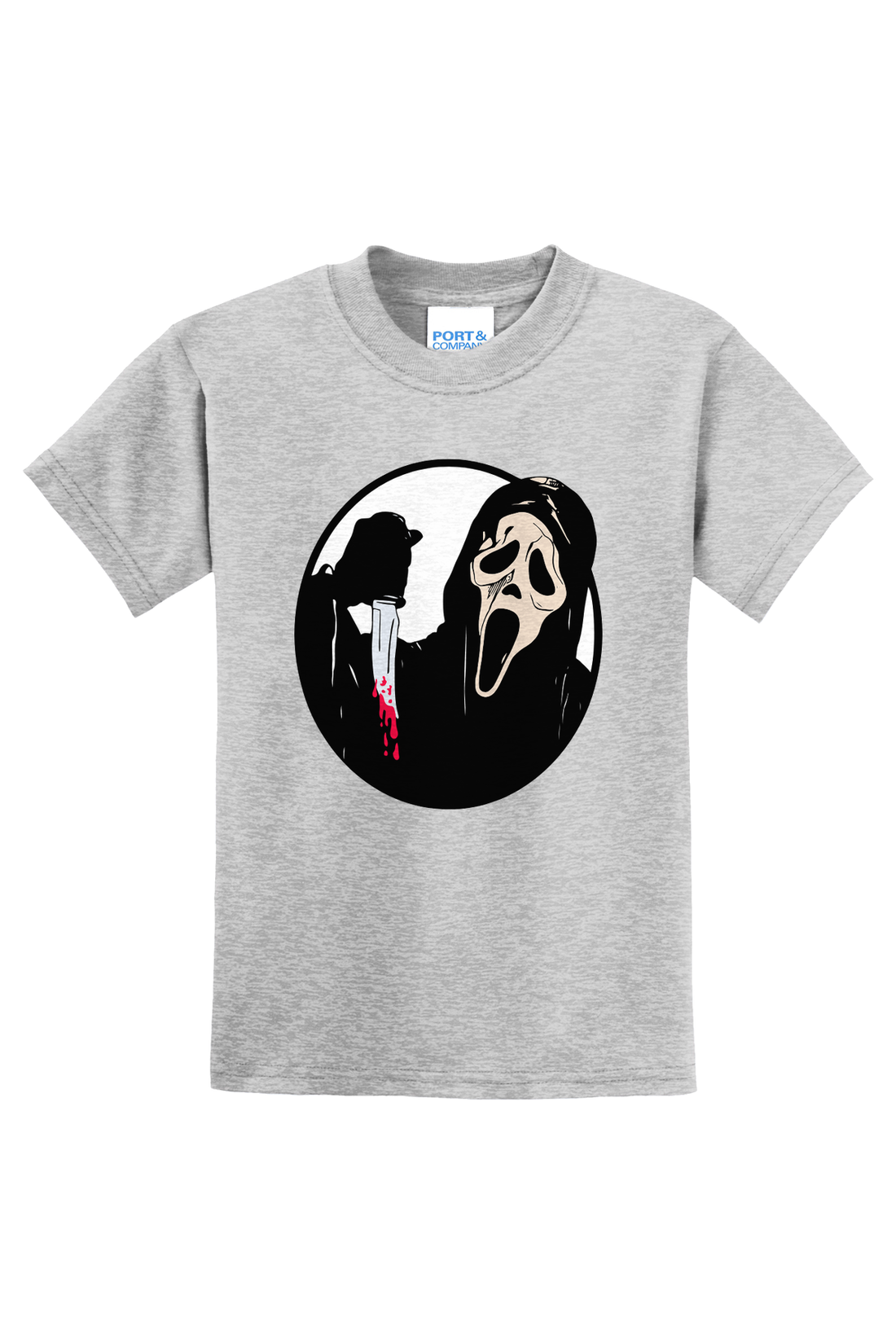 Ghost Face Knife T-Shirt - gray