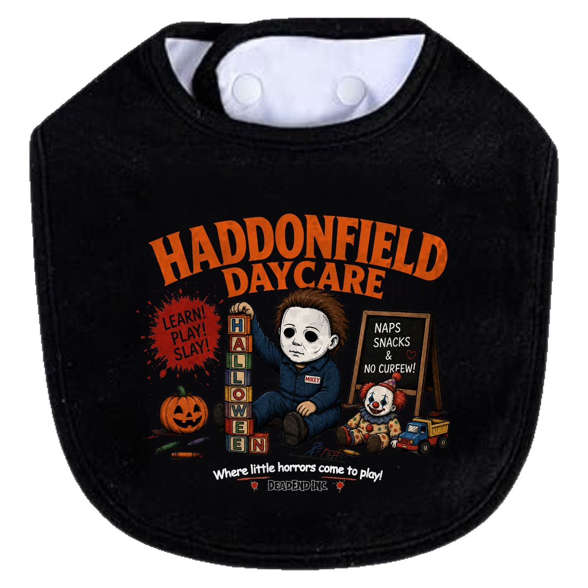 Haddonfield Daycare Blocks Bib - black