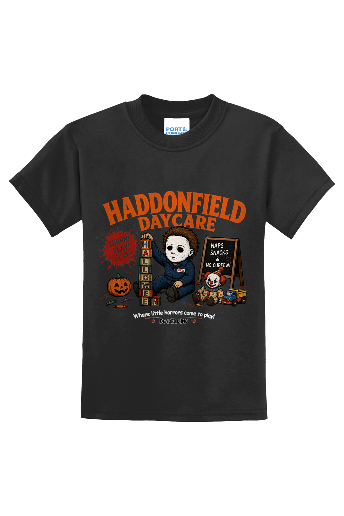 Haddonfield Daycare Blocks T-Shirt - gray
