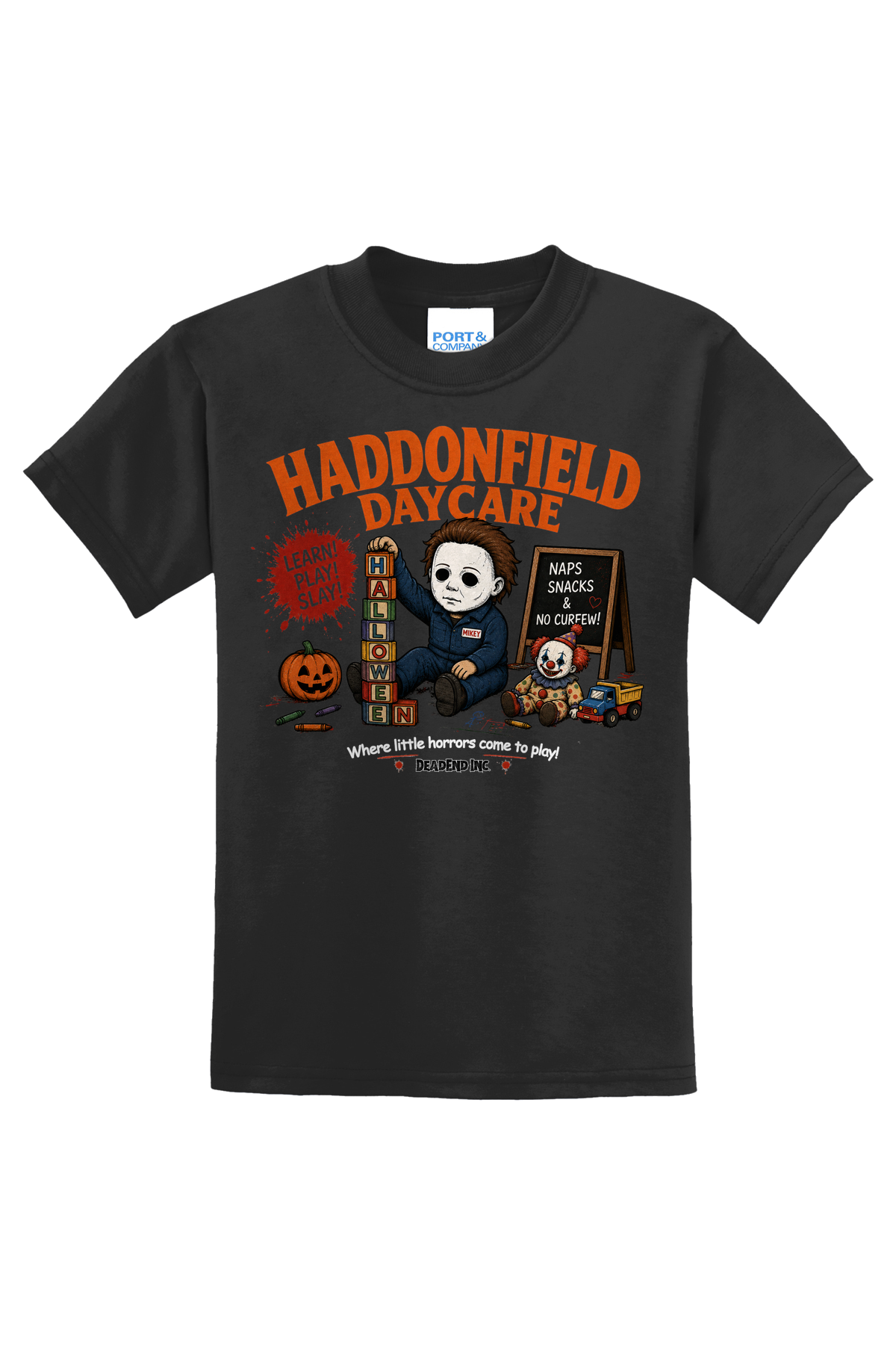 Haddonfield Daycare Blocks T-Shirt - black