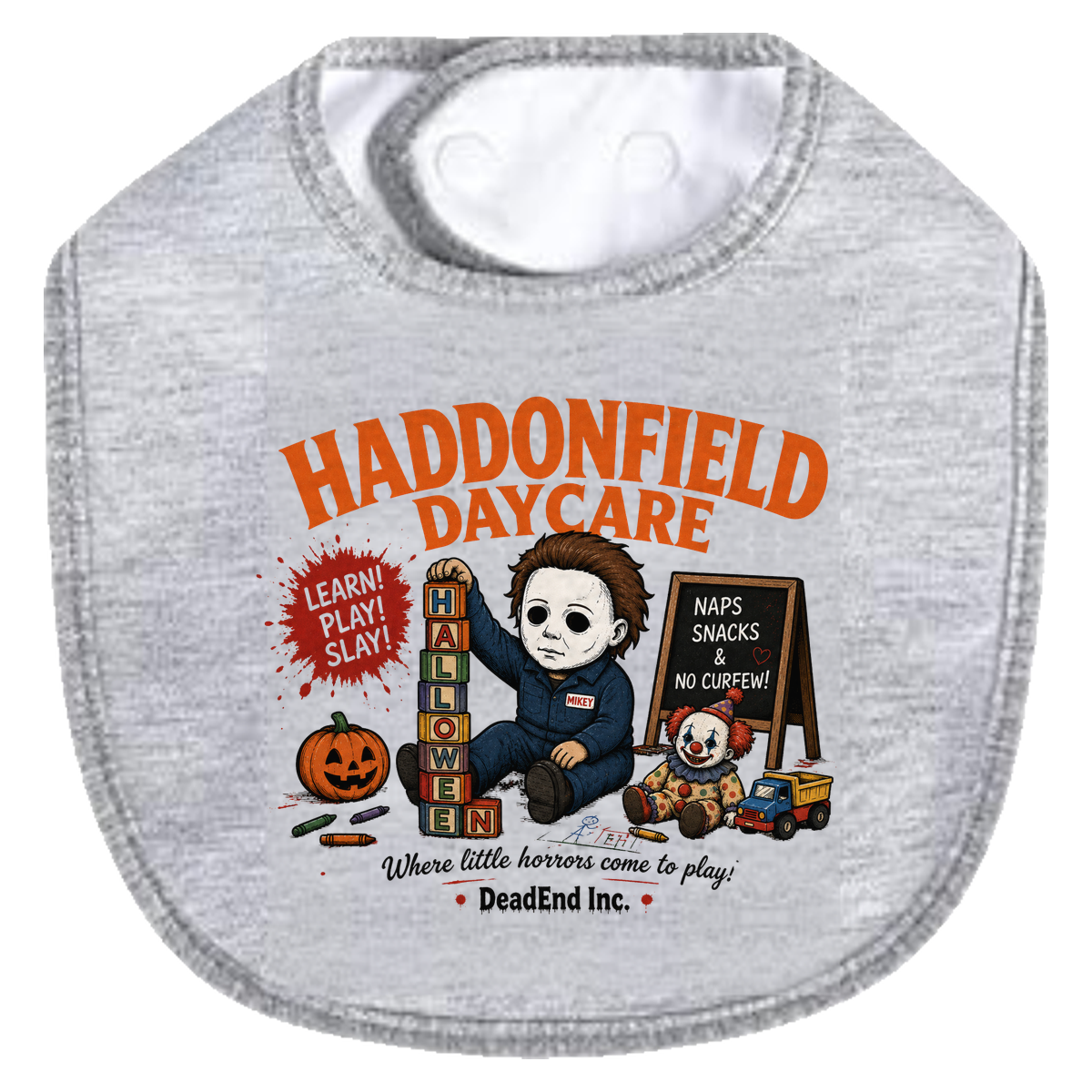 Haddonfield Daycare Blocks Bib - gray