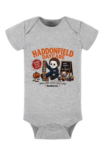 Haddonfield Daycare Blocks Onesie - gray