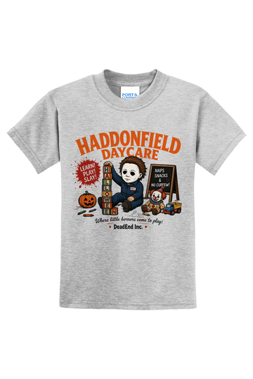 Haddonfield Daycare Blocks T-Shirt - gray