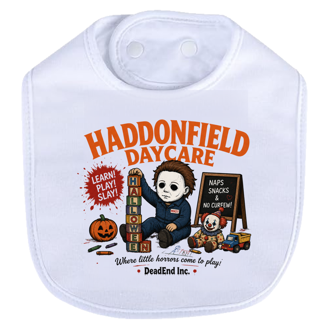 Haddonfield Daycare Blocks Bib - white