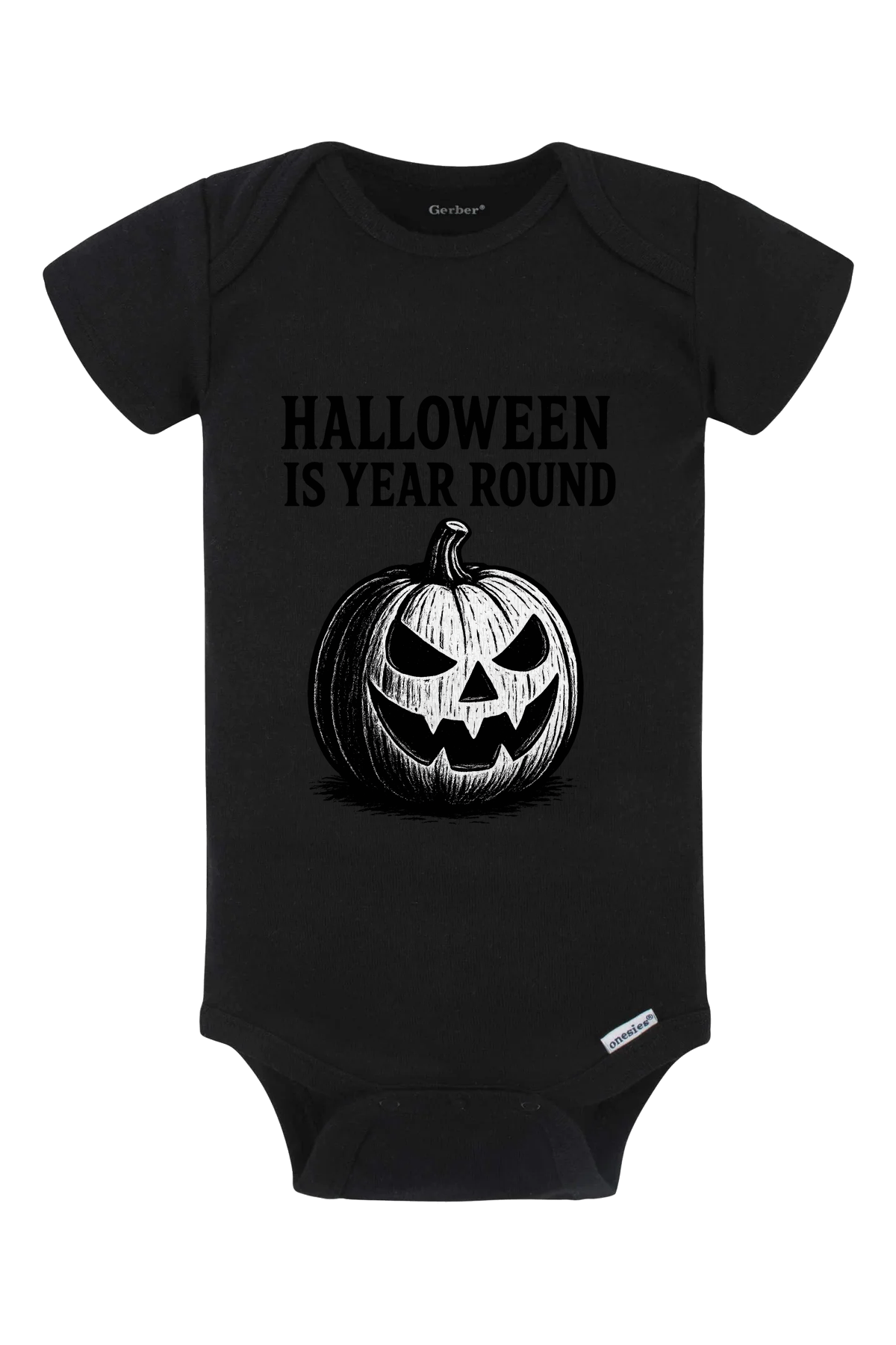 Halloween Year Round Sketch Onesie - black