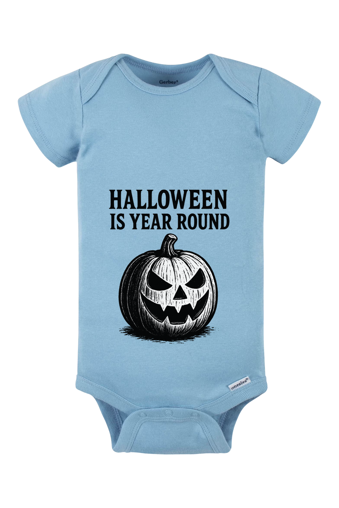 Halloween Year Round Sketch Onesie - light blue