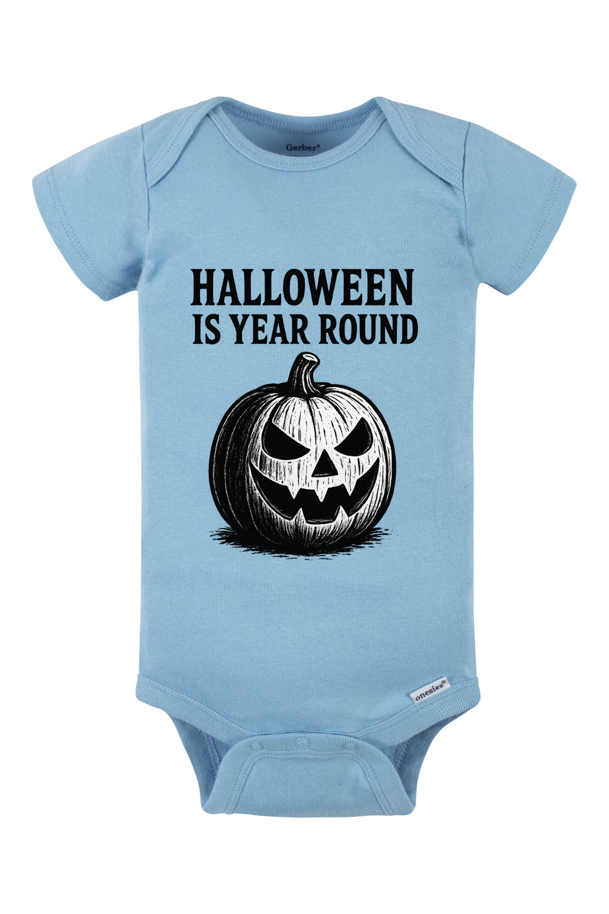 Halloween Year Round Sketch Onesie - light blue