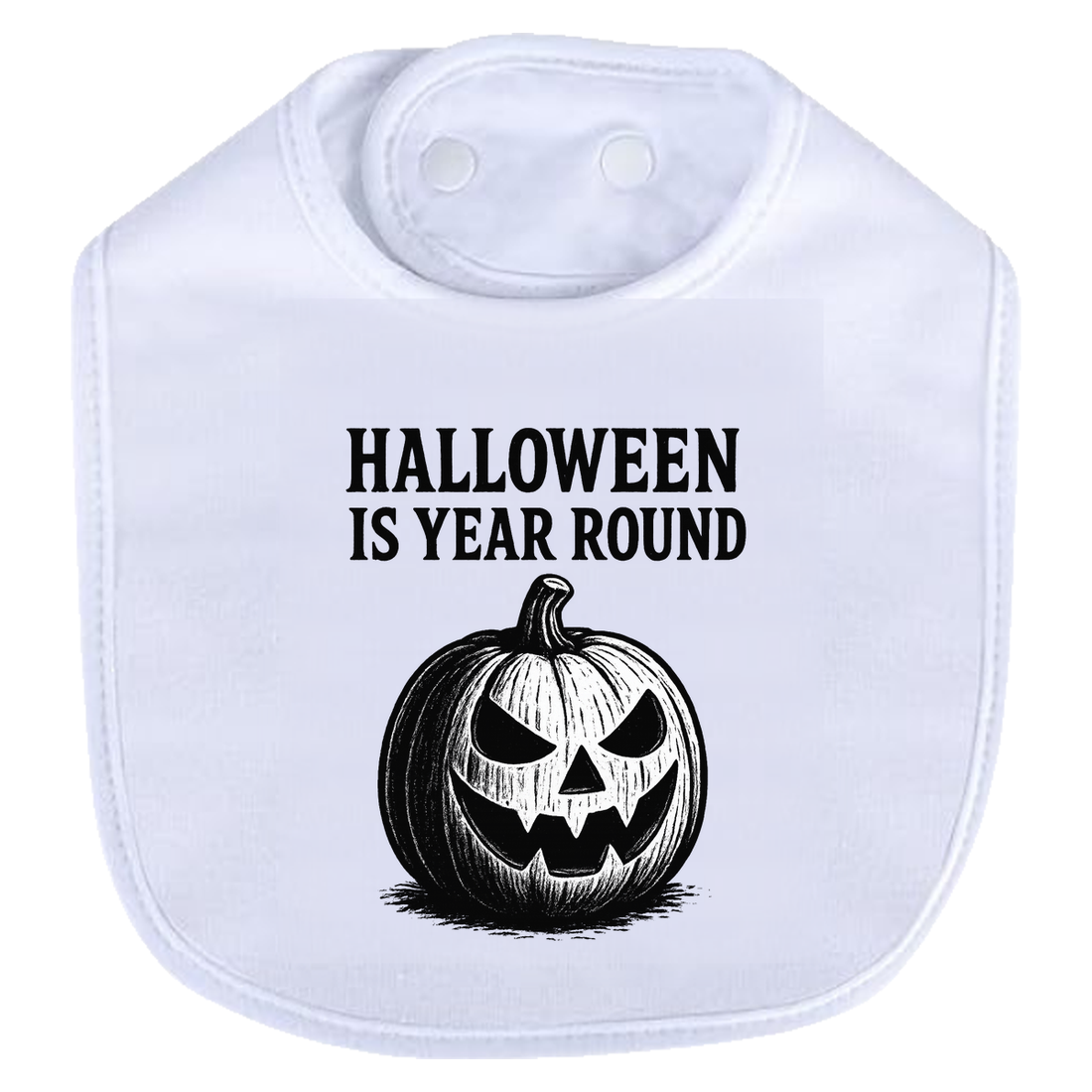 Halloween Year Round Sketch Bib - white
