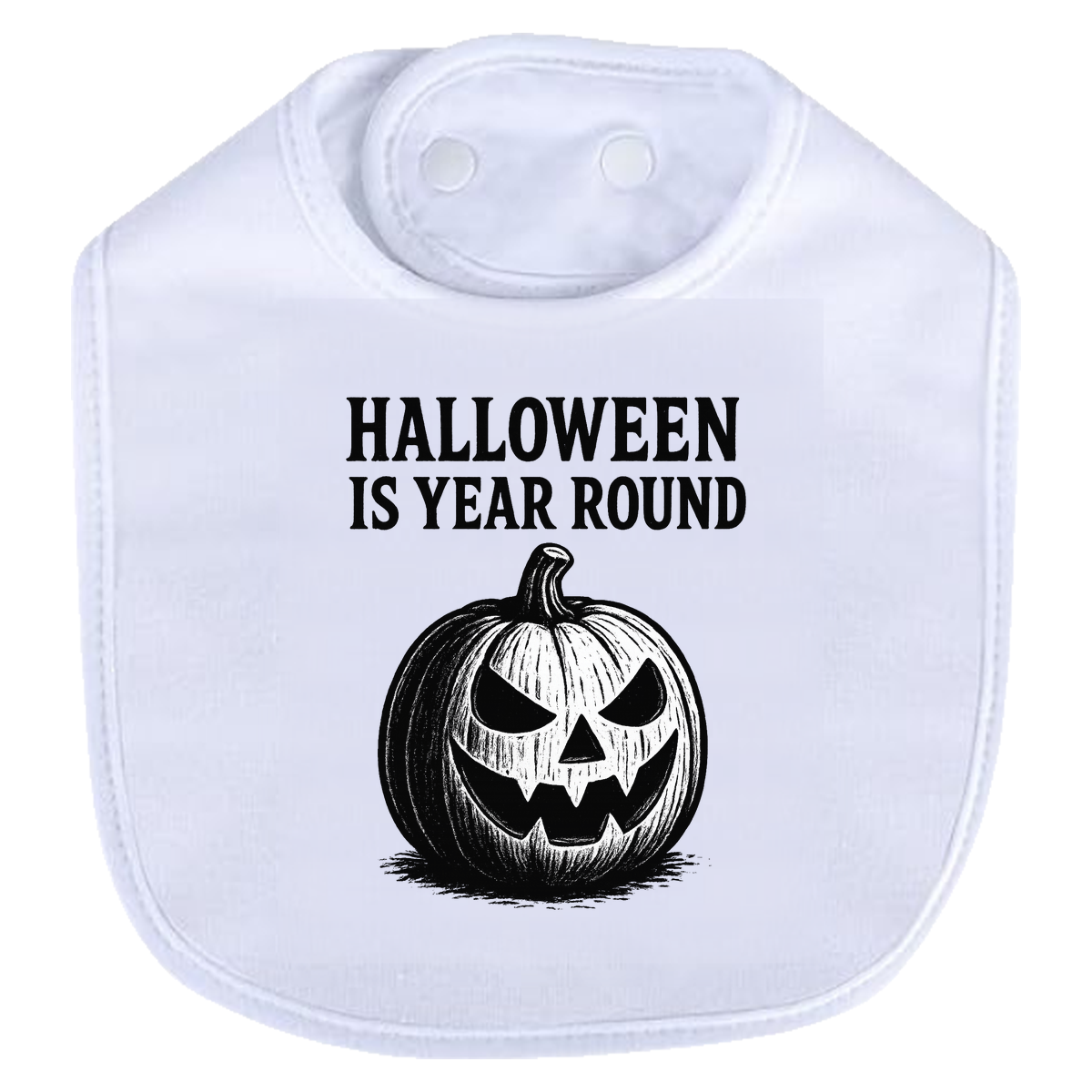 Halloween Year Round Sketch Bib - white